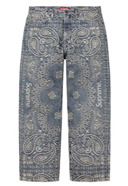 30 Supreme Bandana Jacquard Baggy Jean Blue ブルー 青 シュプリーム バンダナ バギージーンズ