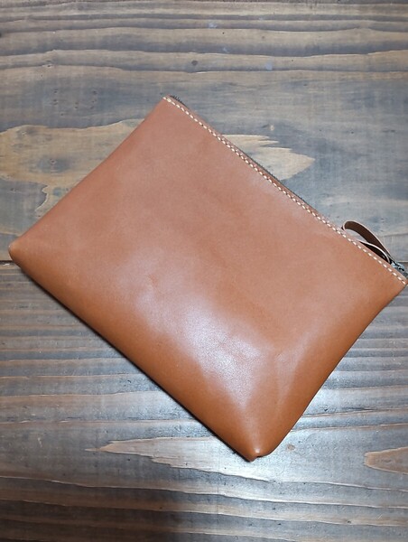 ポーチ 小物入れ 栃木サドルレザー (キャメル色) レザークラフトハンドメイド 108