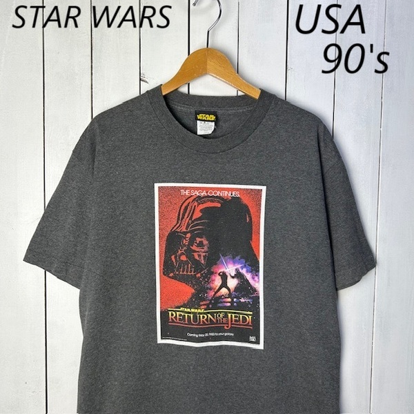 T●414 USA古着 90s~ 1983年 STAR WARS ジェダイの帰還 Tシャツ L グレー オールド ヴィンテージ アメリカ スターウォーズ 80s90s
