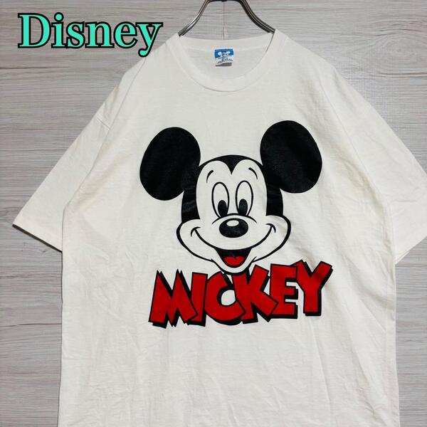 【入手困難】Disney ディズニー ミッキー Tシャツ ヴィンテージ 80s 90s 半袖 海外輸入 ビッグプリント 一点物 キャラクター