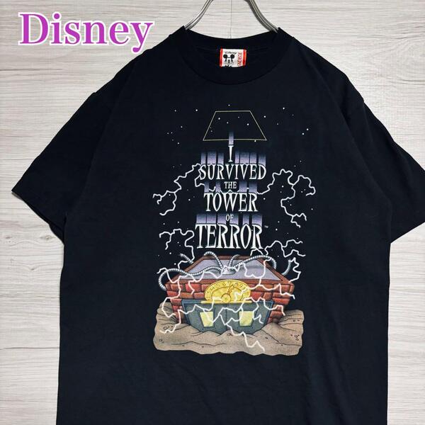 【希少デザイン】Disney ディズニー タワーオブテラー Tシャツ Lサイズ 両面デザイン ヴィンテージ アトラクション バックプリント