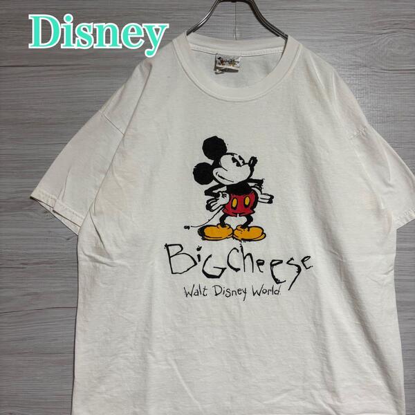 【入手困難】 Disney ディズニー ミッキー Tシャツ Lサイズ 半袖 海外輸入 一点物 キャラクター ディズニーランド