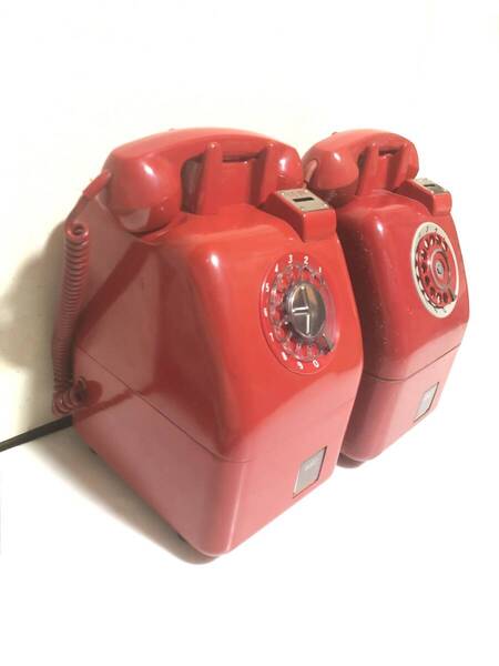 ■動作 現状品■ 昭和40年代 田村電機製作所 / 赤 公衆電話 670-A2 セット オマケ付 10円電話機 //昭和レトロ//