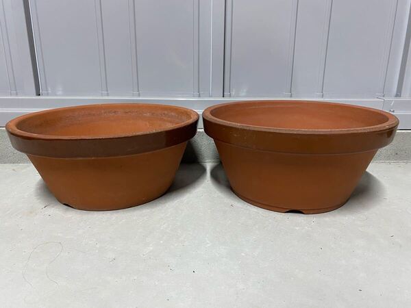 植木鉢 素焼き 11号 2点セット 観葉植物 多肉植物 山野草 草花 花 雑木 松盆栽 松柏 サボテン 盆栽 ガーデニング 盆栽鉢