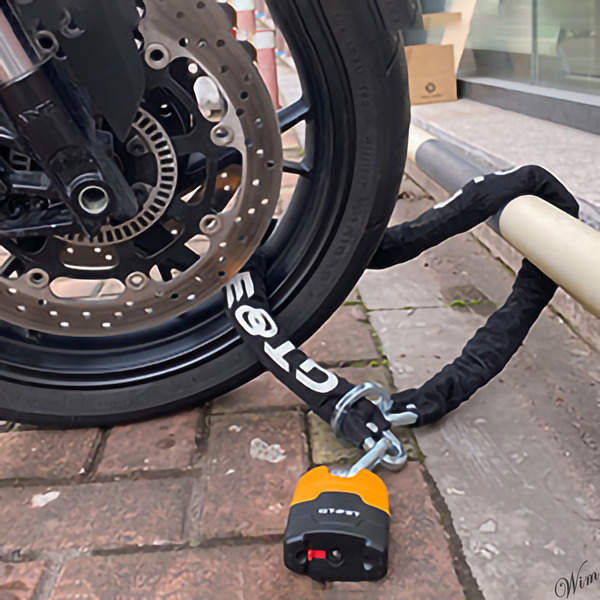 ◆パドロックで防犯性能アップ◆ チェーンロック 900mm キー4本 防塵シャッター オートバイ 自転車 バイク セキュリティ 防犯