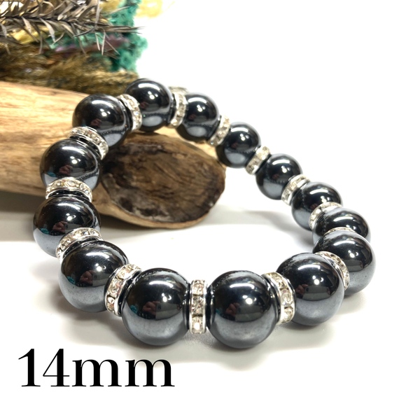 パワーストーン ブレスレット ヘマタイト 14mm 天然石ブレス (シルバー) 開運 浄化 数珠ブレス メンズ 男性 プレゼント 14ミリ