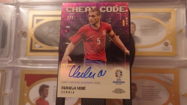 topps chrome euro 2024 nemanja vidic 1/1 サッカー サインカード