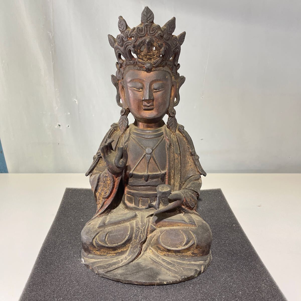 中国 古銅鍍金 チベット仏 仏像 C 8214E