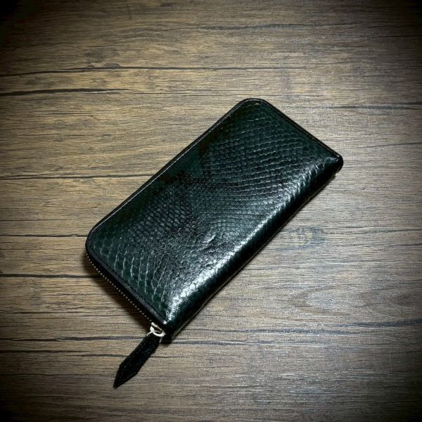 ダイヤモンド パイソン 長財布 メンズ 財布 レディス カード15枚 大容量 蛇 革 グリーン 緑 YKK 送料無料 ヘビ革 金運 開運 アップ