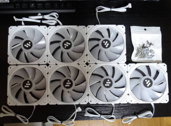 7枚セット KEDIERS 120mm RGB ARGB PCケースファン 白 静音 ファン 6ピン ヘッダー 6pin