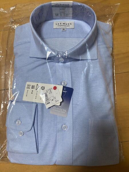 AOKI LES MUES Mサイズ ストレッチワイシャツライトブルー
