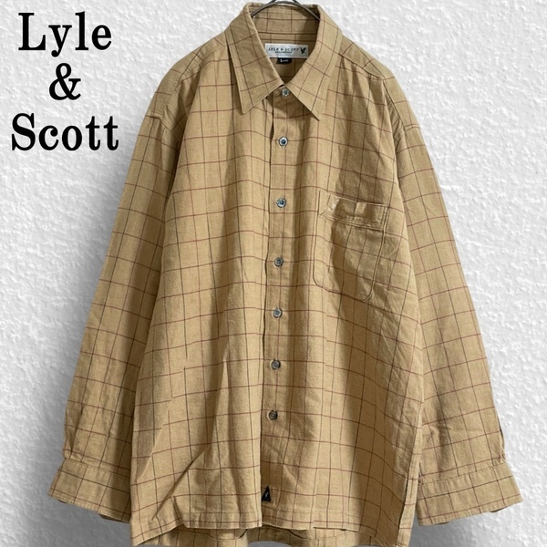 【 Lyle&Scott 】日本製 メンズ L チェックシャツ 春服 カジュアル ライル&スコット メンズシャツ 春服 長袖シャツ