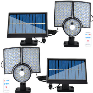 2個セット 新型 リモコン付き LEDソーラーライト ポーチライト IP65防水 LEDセンサーライト 屋外照明 LED投光灯 防犯ライト