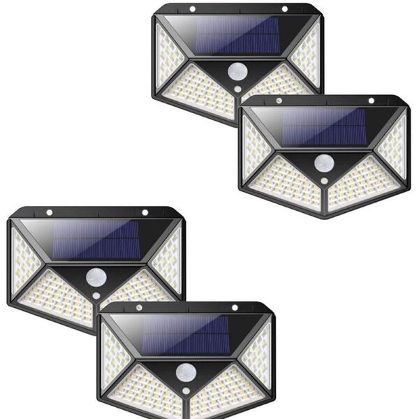 led ソーラーライト センサーライト センサーランプ 防水 LED投光器 看板 高輝度 照明 屋外 ソーラー発電 玄関灯 ポーチライト 4個
