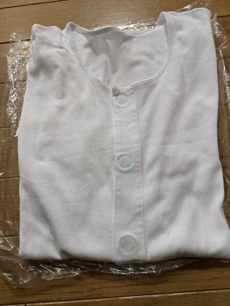 15-01/ワンタッチ肌着/紳士用/7分袖/Mサイズ/介護用肌着/前開き/マジックテープ式/クリーンニング済/送料込