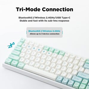 おすすめ ☆3モード接続ホットスワップメカニカルキーボード ミントグリーン 耐久