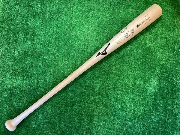 【支給品】Mizuno Pro ミズノプロ 一般硬式用 木製 バット NPBシール サイン入り 横浜DeNA ベイスターズ 蝦名達夫選手 DB61 ヘッド切り抜き