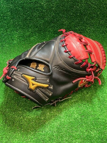 【即戦力】Mizuno Pro ORDER ミズノプロ オーダー 一般軟式用 キャッチャーミット 捕手用 縦型 無双 ♯2 専用袋付 指当て レッド×ブラック