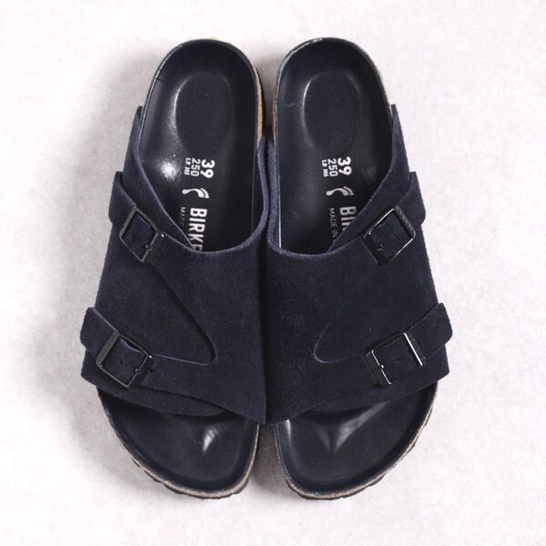 【size39 ナロー】【美品】ビルケンシュトック チューリッヒ ダークネイビー スエード ブラック 別注