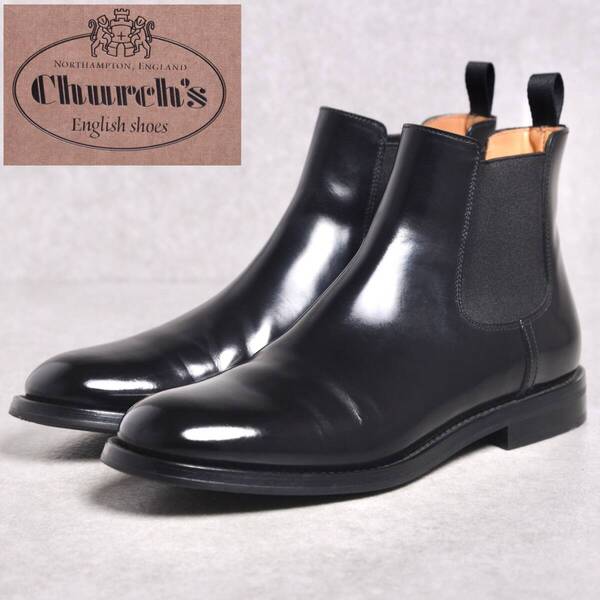 【size36.5】【良品】Church's MONMOUTH WG チャーチ マンモス チェルシー サイドゴア ブーツ 黒 ブラック