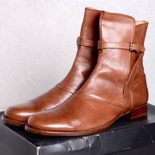 【size41 25.5cm】 【箱付き良品】chausser ショセ ジョッパー ブーツ C-723 ベルト アンクル ショートブーツ ブラウン 日本製