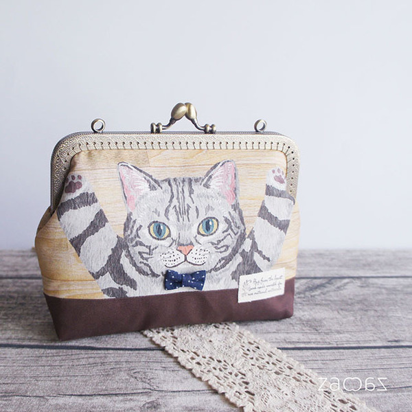 がま口マルチポーチ*サバトラ猫*ハンドメイド