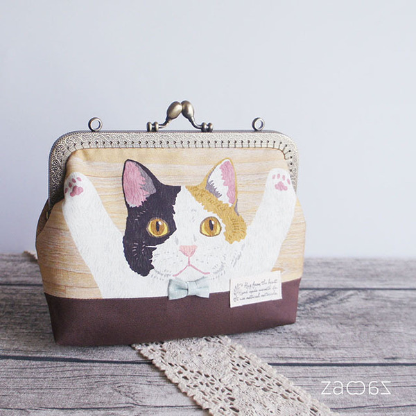 がま口マルチポーチ*三毛猫*ハンドメイド