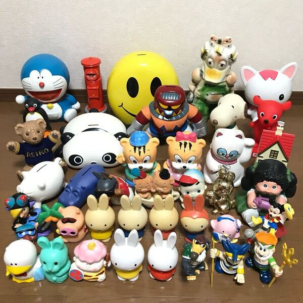 貯金箱 大量セット まとめ / 当時物 昭和レトロ 陶器 ソフビ 非売品 サンリオ ミッフィー ドラえもん スヌーピー 北欧雑貨 フィギュア 人形