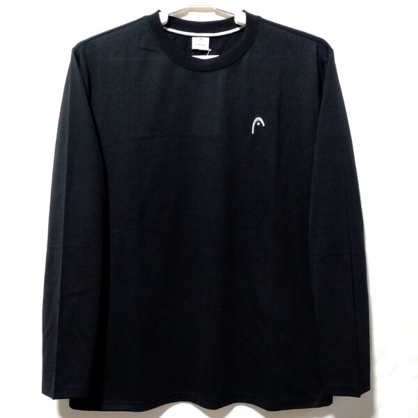 特価/未使用【サイズ=L】HEAD/ヘッド/ワンポイント刺繍/メンズ/長袖/Tシャツ/胸囲=96~104cm/black②