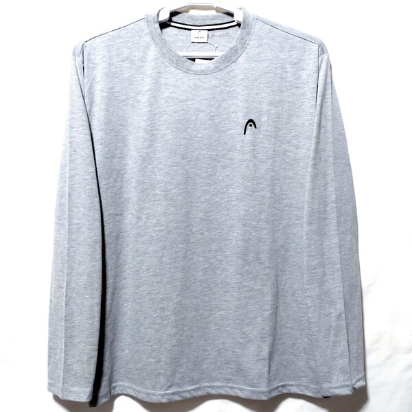 特価/未使用【サイズ=L】HEAD/ヘッド/ワンポイント刺繍/メンズ/長袖/Tシャツ/胸囲=96~104cm/杢gray