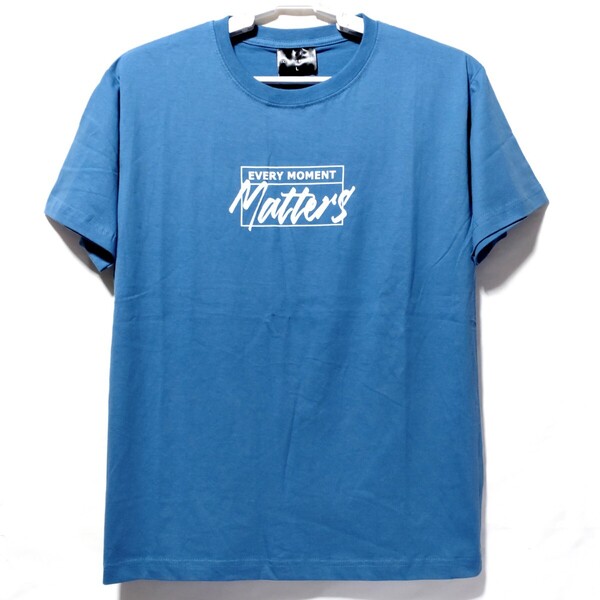 特価/未使用【サイズ=L】アメカジ/英字プリント/メンズ/半袖/Tシャツ/胸囲=96~104cm/sky.blue