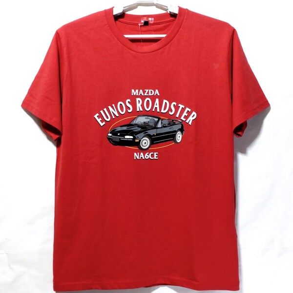 特価/未使用【サイズ=LL(XL)】 EUNOS ROADSTER/NA6CE/ユーノス/ロードスター/メンズ/半袖/Tシャツ/胸囲=104~112cm/red