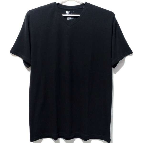 特価/未使用【サイズ=4L(3XL)】綿100%しっかり厚み/メンズ/半袖/Vネック/Tシャツ/胸囲=104~112cm/black