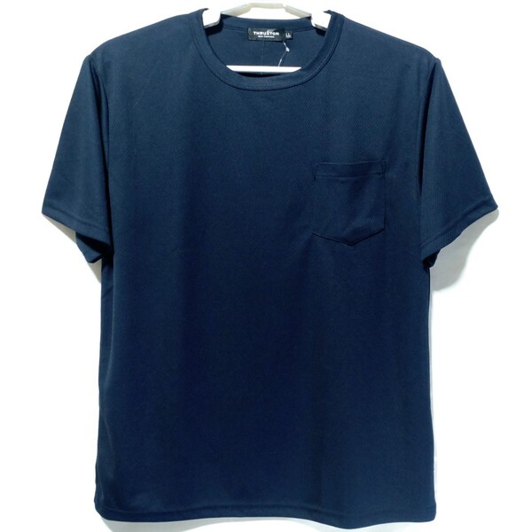 特価/未使用【サイズ=LL(XL)】吸汗速乾/ポケット付き/メンズ/半袖/Tシャツ/ハニカムメッシュ生地/胸囲=104~112cm/navy