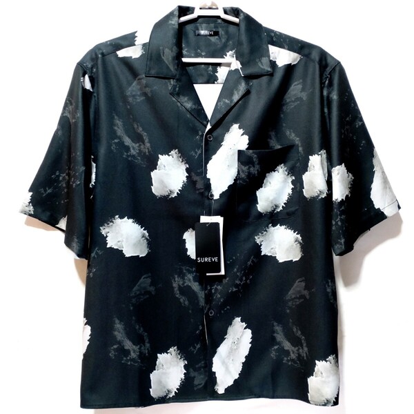 特価/未使用【サイズ=3L(2XL)】ノーブランド/メンズ/半袖/オープンシャツ/胸囲=106~114cm/black
