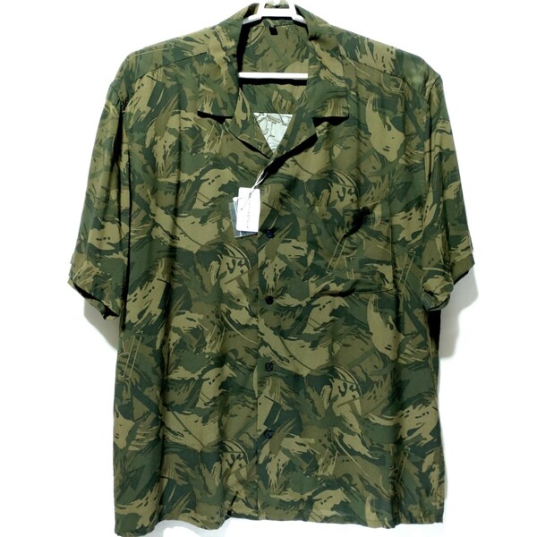 特価/未使用【サイズ=LL(XL)】ジャングル迷彩柄/メンズ/半袖/アロハシャツ/オープンシャツ/胸囲=104~112cm/khaki