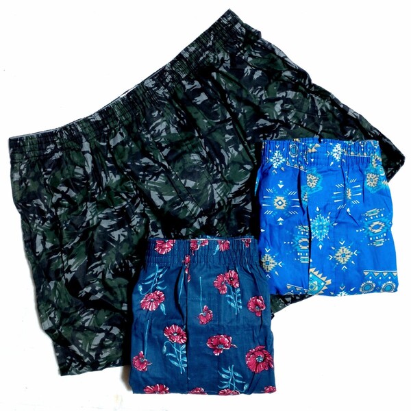 特価/未使用【3枚組/サイズ=3L】ノーブランド/メンズ/前開き/トランクス/胴囲=98~108cm/画像の柄3枚②