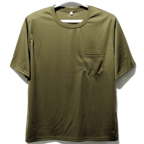 特価/未使用【サイズ=3L(2XL)】吸汗速乾/抗菌防臭/メンズ/ポケット付き/半袖/Tシャツ/胸囲=108~116cm/khaki