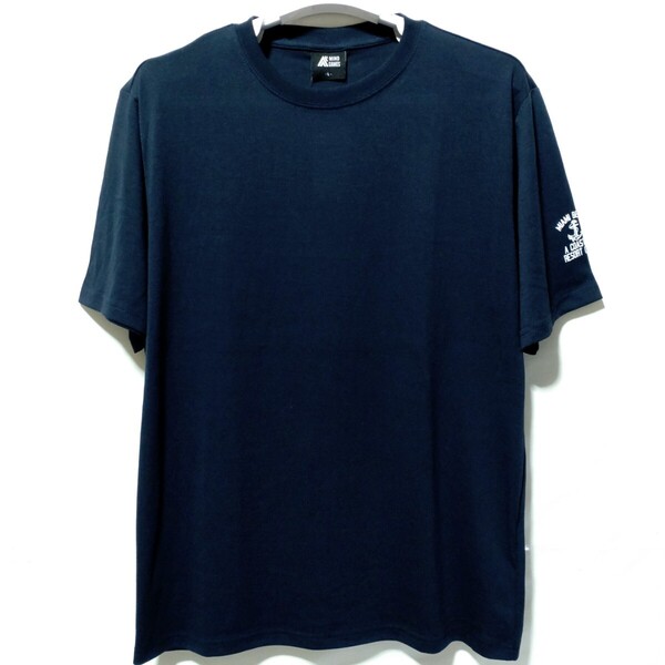 特価/未使用【サイズ=L】アメカジ/袖英字ワンポイント/メンズ/半袖/Tシャツ/胸囲=96~104cm/navy②