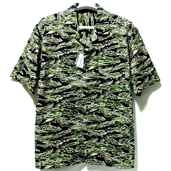 特価/未使用【サイズ=3L(2XL)】迷彩柄/綿100%/メンズ/半袖/アロハシャツ/胸囲=112~120cm/khaki②