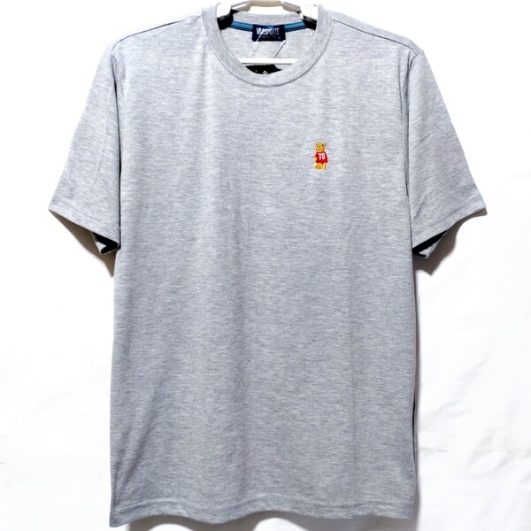 特価/未使用【サイズ=L】VANSPORTS/ヴァンスポーツ/胸ワンポイント/メンズ/半袖/Tシャツ/胸囲=96~104cm/杢gray
