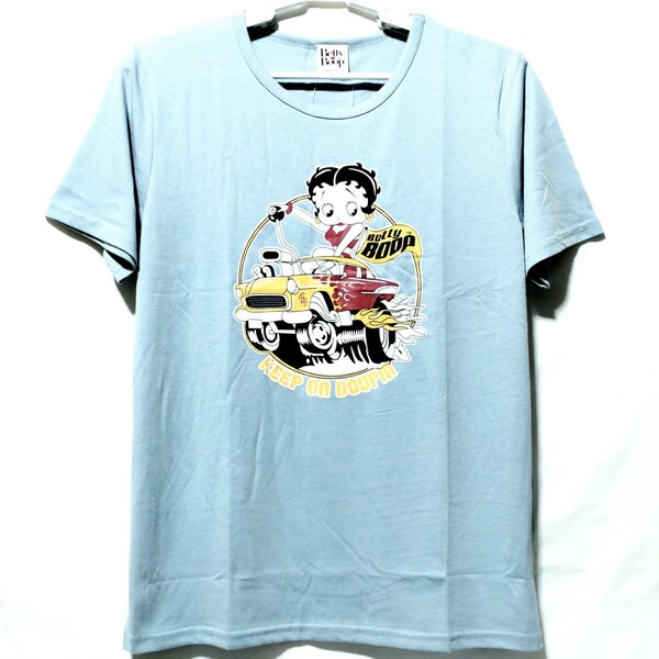 特価/未使用【サイズ=L(レディス)】BETTY BOOP/ベティ ブープ/レディス/半袖/Tシャツ/胸囲=86~94cm/blue.gray