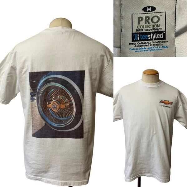 USA ビンテージ CHEVROLET シボレー Tシャツ M 白 PRO CLUB プロクラブ ボディ 車 ヴィンテージ xpv