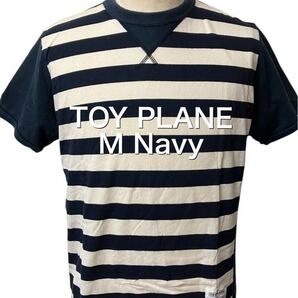 美品 TOYPLANE トイプレーン 前V ボーダー Tシャツ M ネイビー ビンテージ ヴィンテージ xpv