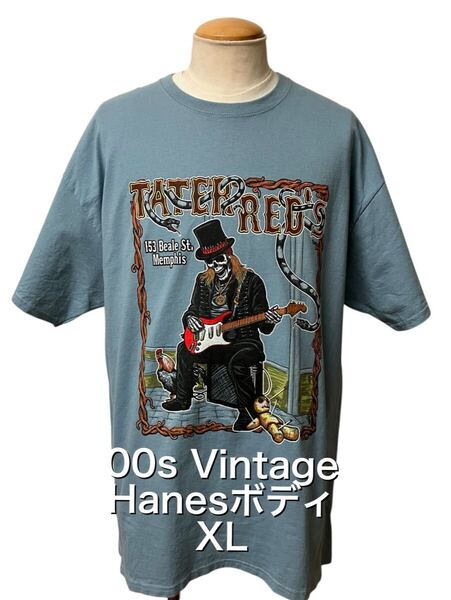 USA ビンテージ TATER RED'S スカル Tシャツ XL サックスブルー メンフィスの怪しいヴゥードゥーショップオリジナル ヴィンテージ xpv