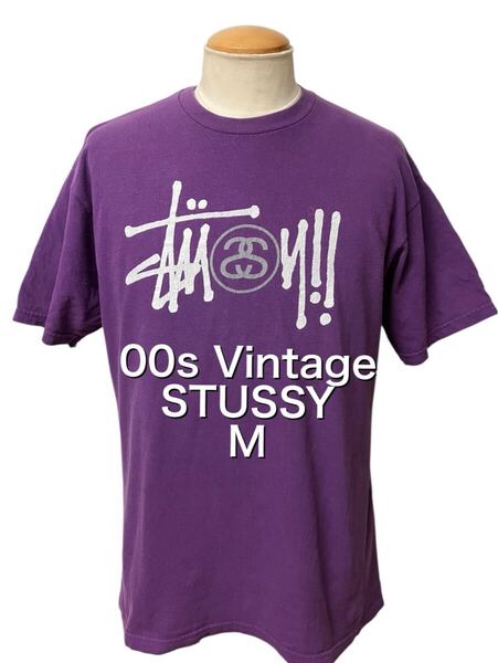 OLD STUSSY オールド ステューシー シャネルロゴ Tシャツ M パープル ビンテージ ヴィンテージ xpv