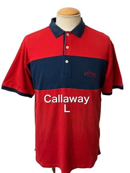 Callaway キャロウェイ ポロシャツ L レッド ネイビー ゴルフ ウェア xpv
