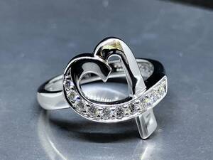 с отделкой .TIFFANY&Co. Tiffany K18WG бриллиант натирание Heart кольцо 8 номер paroma Picasso 18 золотой белое золото 18K кольцо