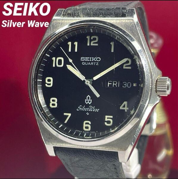 80s SEIKO Silver Waveクォーツ 電池交換済 日本製 腕時計 ヴィンテージ アンティーク 稼働品 セイコー デイデイト