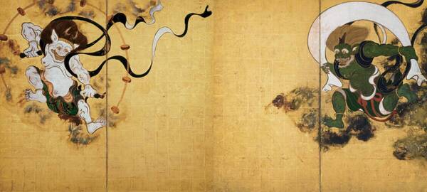 新品 俵屋宗達「風神雷神図屏風」の高級印刷画 A4版サイズ 額なし 特価980円(送料込)即決